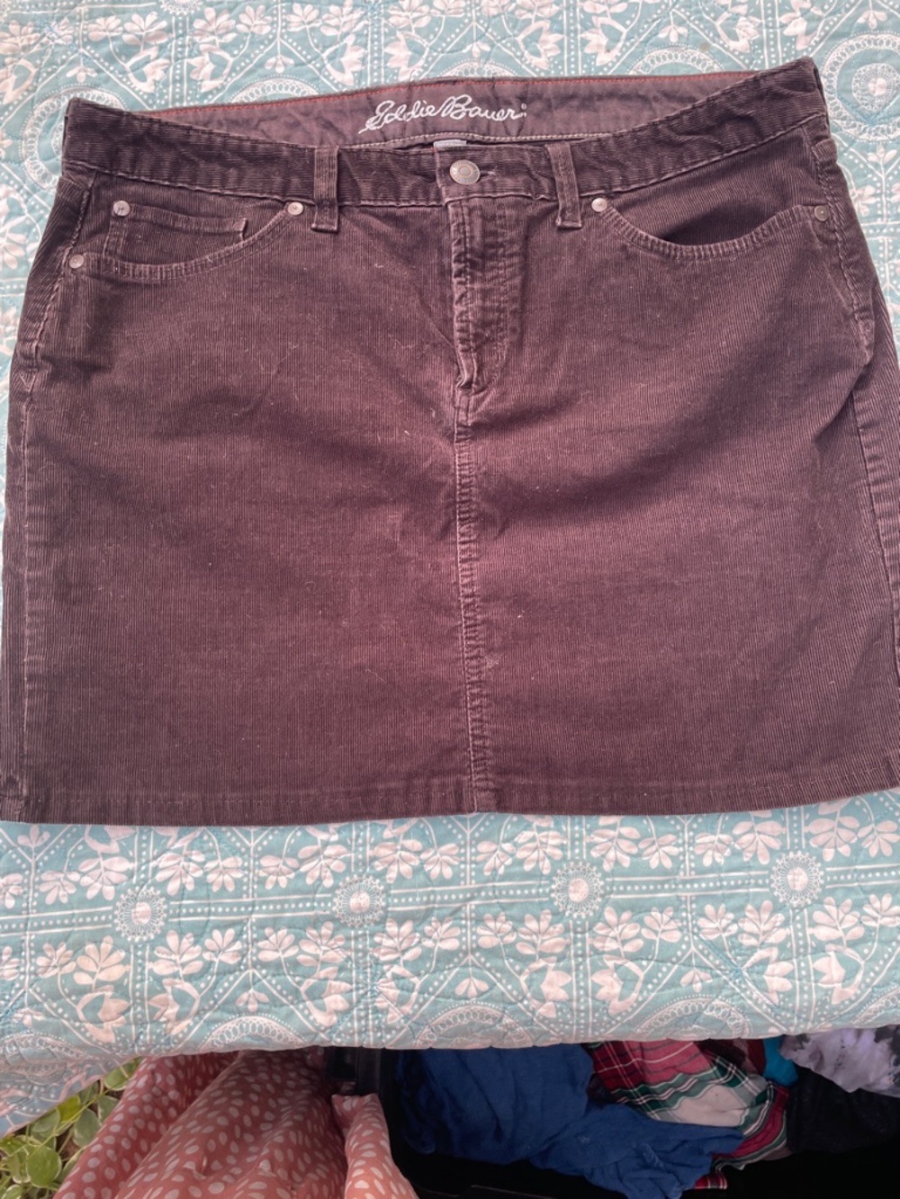 Eddie Bauer Dark Brown Corduroy Mini Skirt